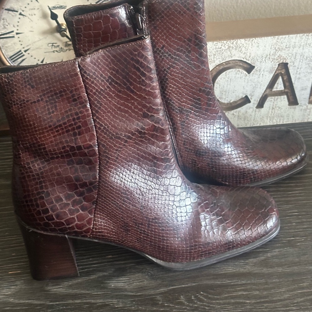 NEW Brown Snake Print Ankle Boots
